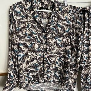 ZADIG Animal Print Button-Up Blouse and matching Pants Loungey- fit like size XS